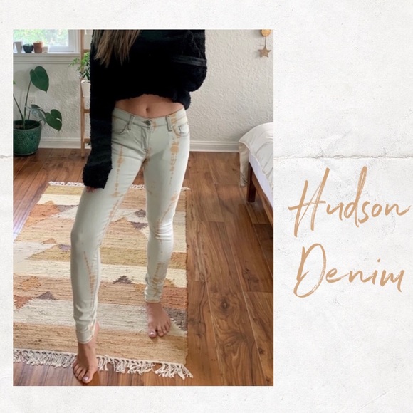 Hudson Jeans Denim - HUDSON Orange/White Dyed Skinny Jeans size 26